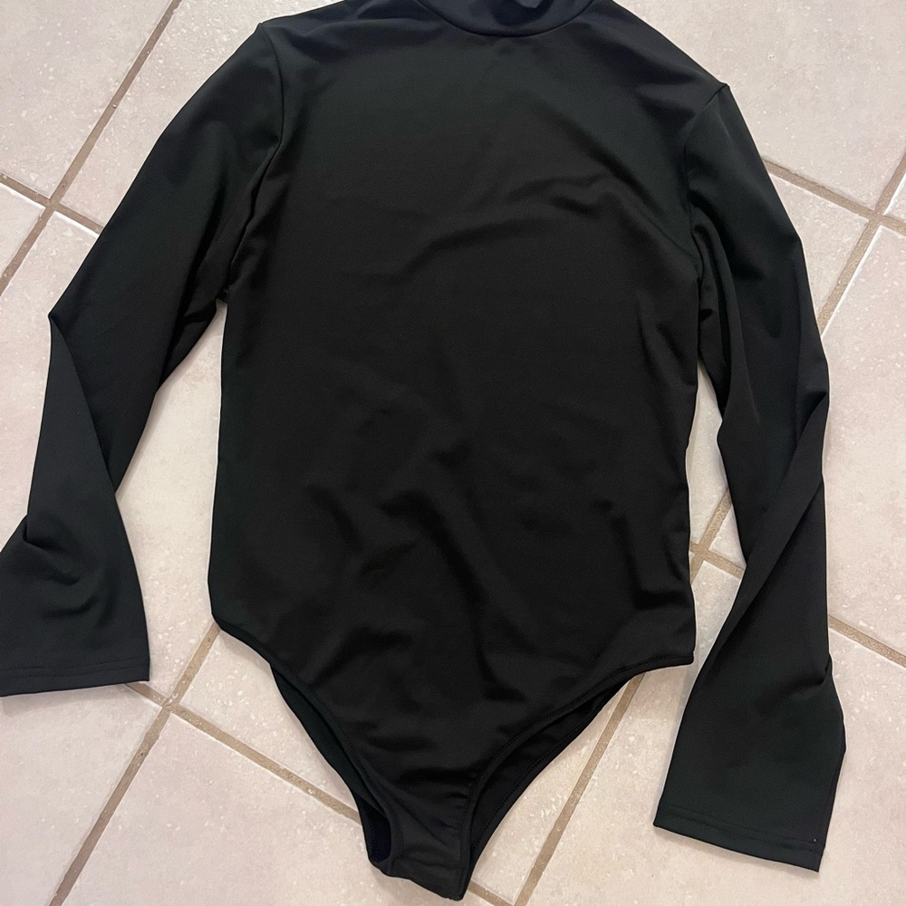 Black Turtleneck Long Sleeve Bodysuit
